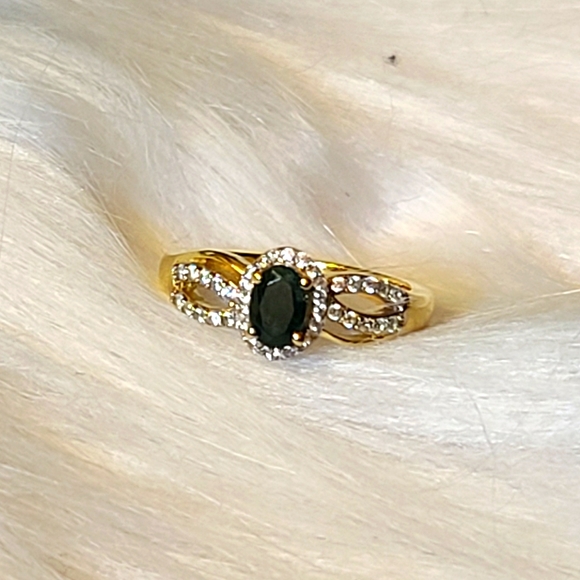 NWT Teal Grandidierite & Zircon Gold Ring Size 9 - Picture 5 of 14